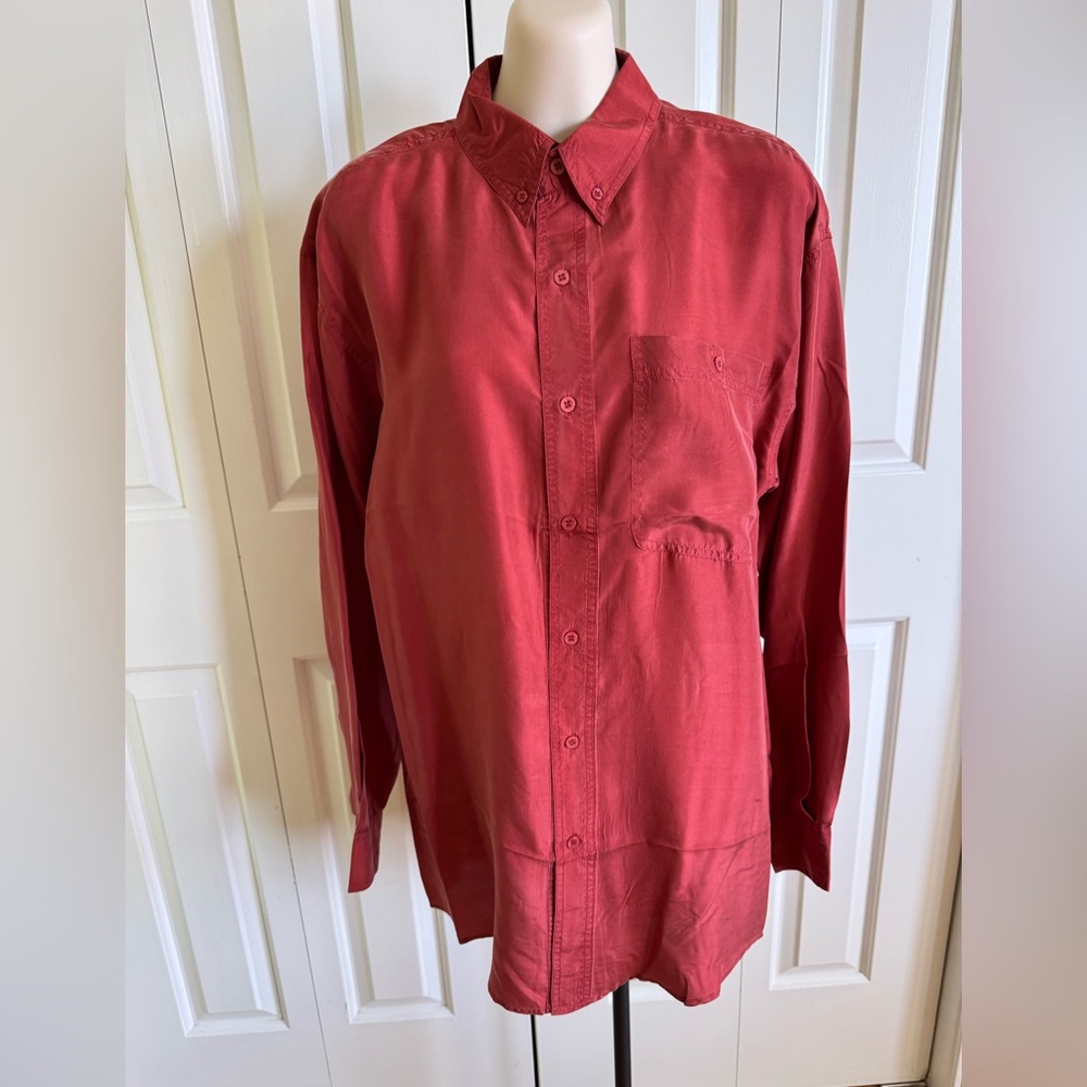 GIORGIO MICHELE Men’s Brick Red Silk Shirt S NWT